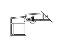 Illustration of an exterior trim moulding, brick PVC type 1 1/8" x 1 1/8" for casement windows assembled with transom windows