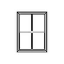 Illustration de carrelage scellé pour fenêtre à guillotine avec séparation en croix au centre pour avoir quatre vitres