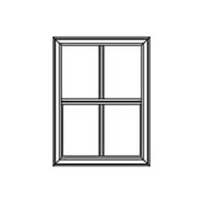 Illustration of sealed grilles for hung windows with cross separation in the center to have four glass panes