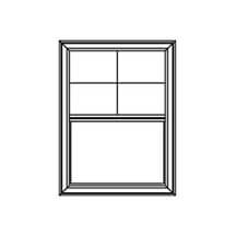 Illustration of sealed grilles for hung windows with six panes at the top and full glass at the bottom from Vaillancourt