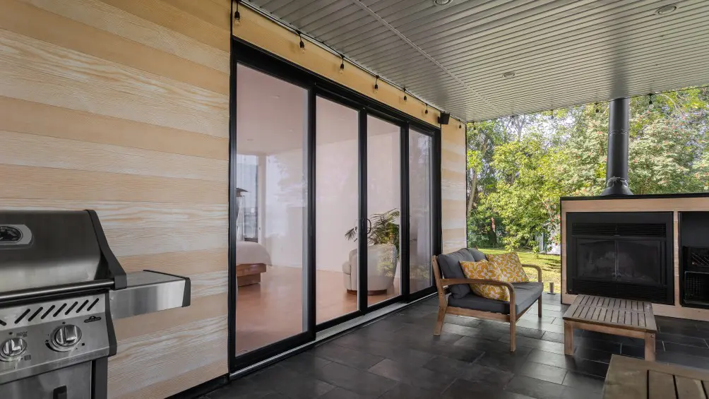 4-section black patio door