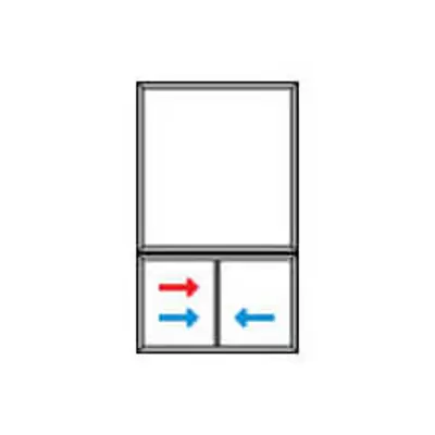 Sliding window configuration 2 combined sections. Single (red arrow to the right) and double (blue arrows 2 directions)