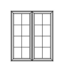 Grilles and crossbars illustration of two-panel windows with eight squares for Vaillancourt awning windows