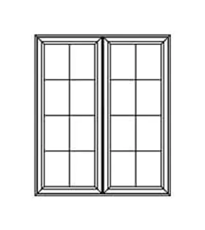 Grilles and crossbars illustration of two-panel windows with eight squares for Vaillancourt awning windows