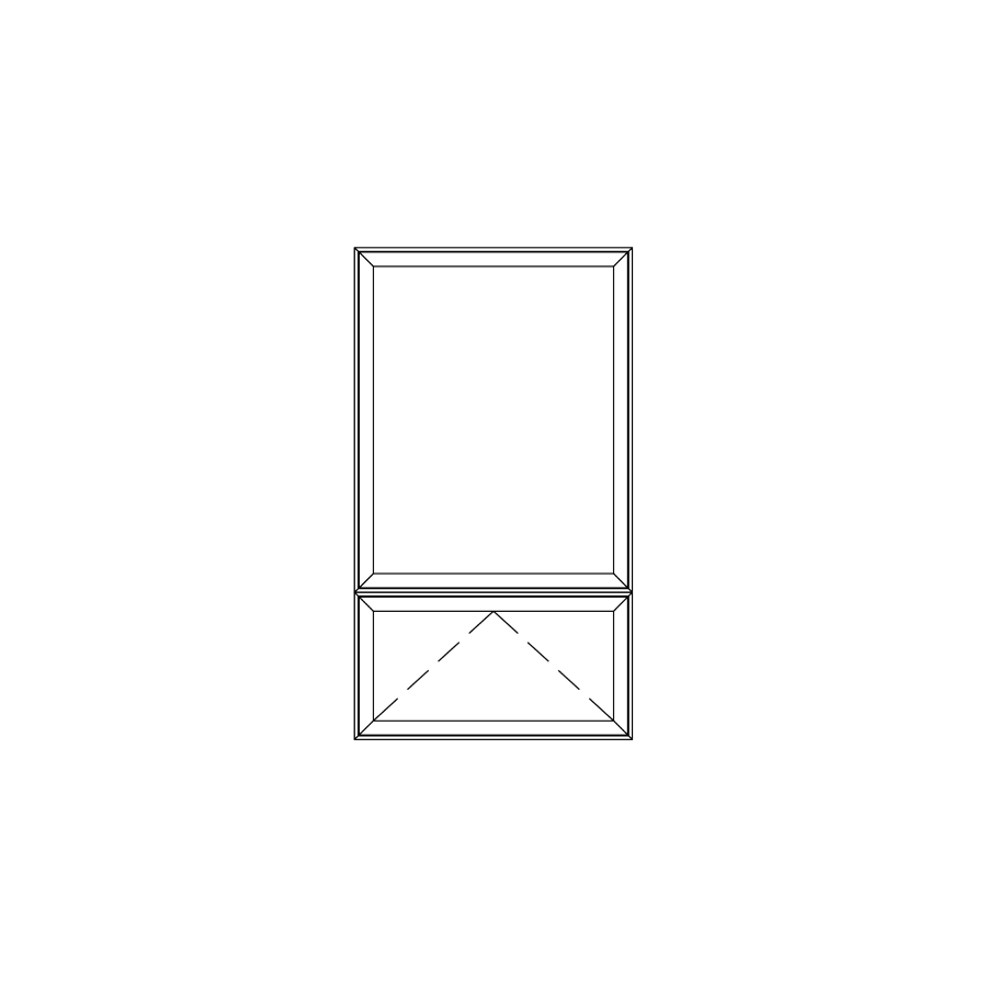 Illustration configuration of a PVC and aluminum hybrid awning window with one section combined from Vaillancourt