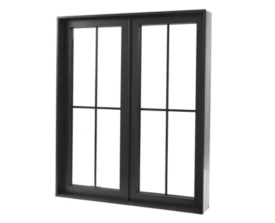 Hybrid casement windows with iron ore cross tiling that separates into 4. Various styles of custom windows