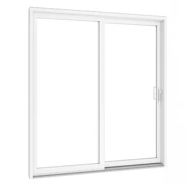 Porte coulissante blanche en PVC de haute performance énergétique.